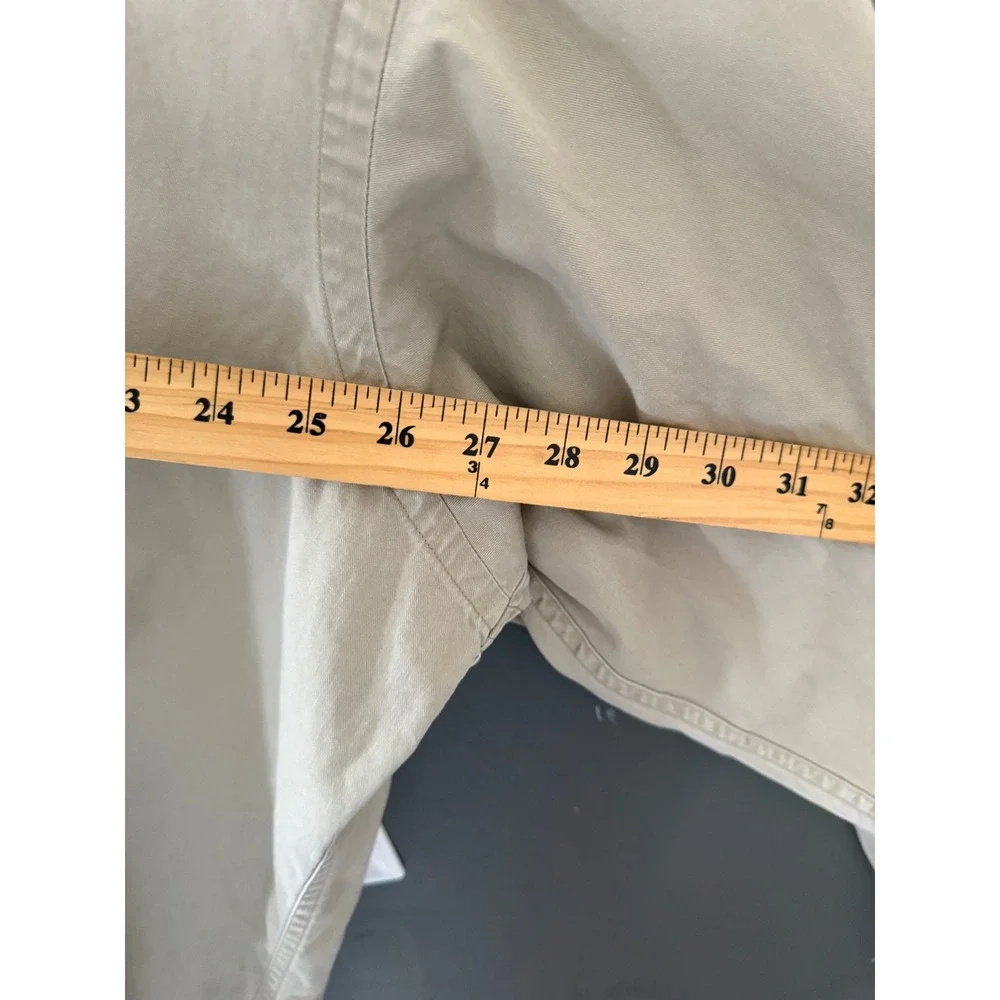 Polo Ralph Vtg Lauren Mens Tan Khaki Cotton Twill Button Down Shirt Long Sl XL